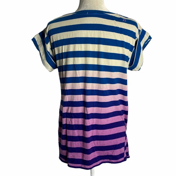 Not! Striped Ombre Tie Front T Shirt Cuffs 43PE - Picture 6 of 7